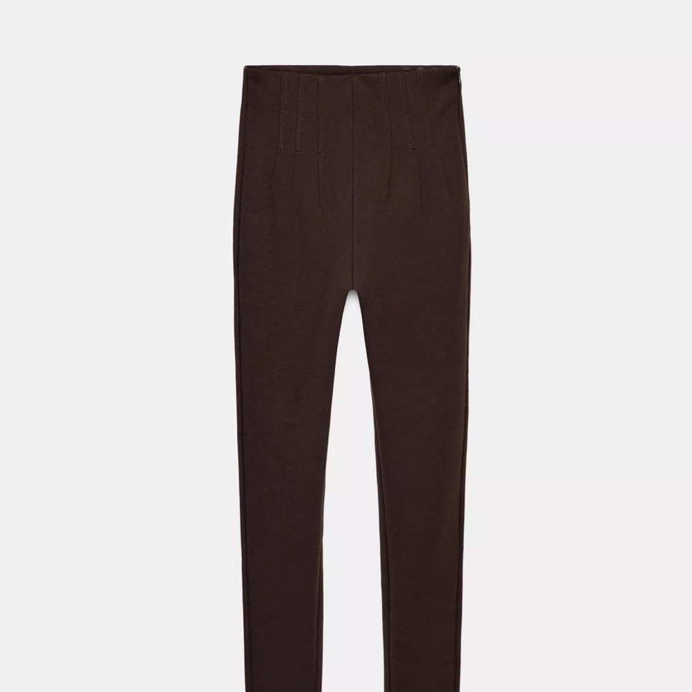 Zara Dark Brown High-Rise Knit Leggings